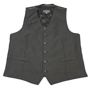 Pronto Uomo Platinum Vest XXL Black Wool Pinstripe Tailored Goth Dark Academia